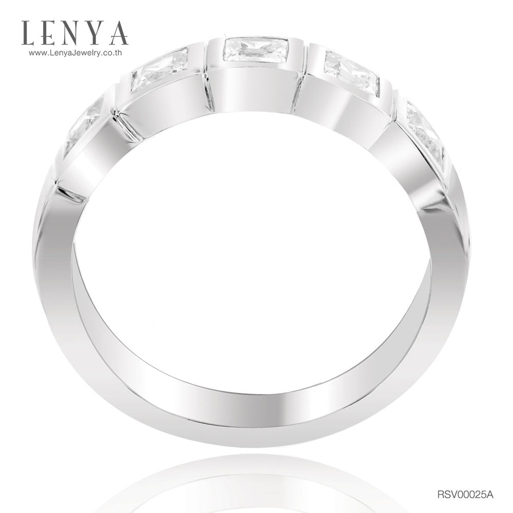 LENYA แหวน CZ DiamondLike ดีไซน์เรียบหรู ใส่ติดนิ้วได้ทุกวัน ตัวเรือนเงินแท้925 ชุบทองคำขาว
