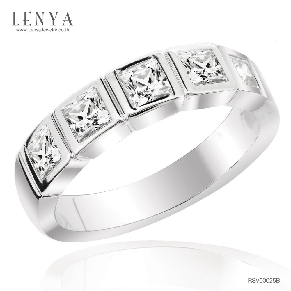 LENYA แหวนประดับ SWAROVSKI ZIRCONIA  ตัวเรือนเงินแท้ชุบทองคำขาว เลือกสวมใส่ติดนิ้วได้ในทุกวัน