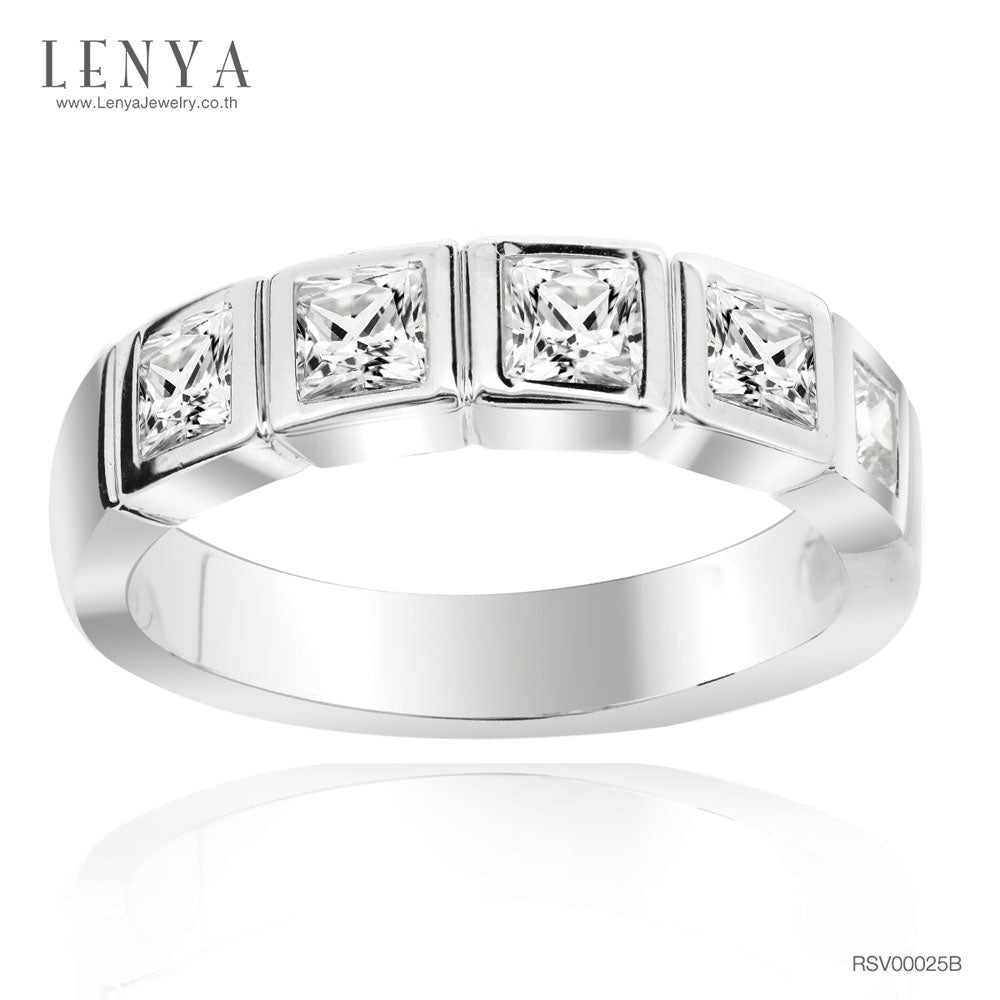 LENYA แหวนประดับ SWAROVSKI ZIRCONIA  ตัวเรือนเงินแท้ชุบทองคำขาว เลือกสวมใส่ติดนิ้วได้ในทุกวัน