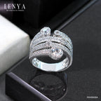 LENYA แหวน CZ DiamondLike เสริมลุคเรียบหรู ขนาด 5 มิล ตัวเรือนเงินแท้925 ชุบทองคำขาว