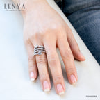 LENYA แหวน CZ DiamondLike เสริมลุคเรียบหรู ขนาด 5 มิล ตัวเรือนเงินแท้925 ชุบทองคำขาว