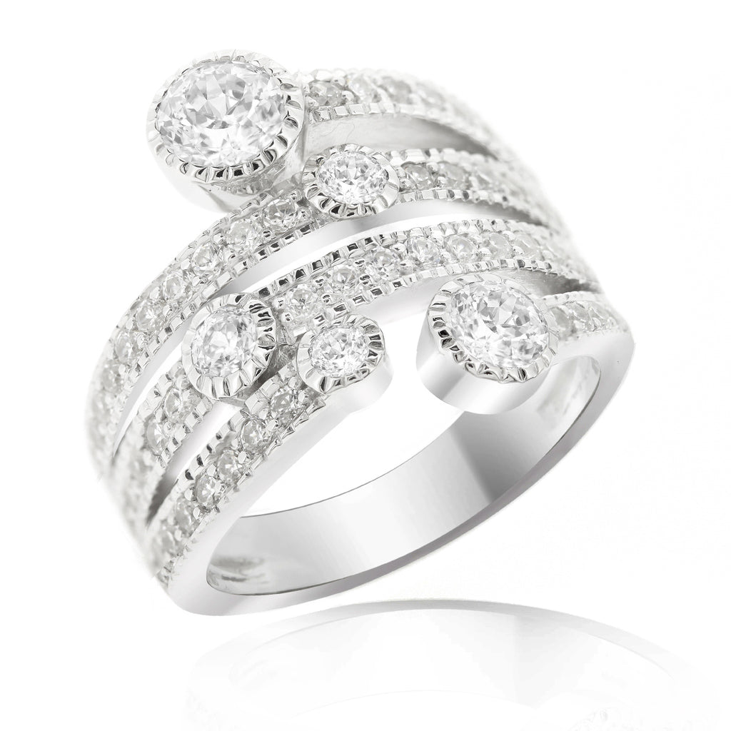 LENYA แหวน CZ จาก SWAROVSKI เสริมลุคเรียบหรู ขนาด 5 มิล ตัวเรือนเงินแท้925 ชุบทองคำขาว