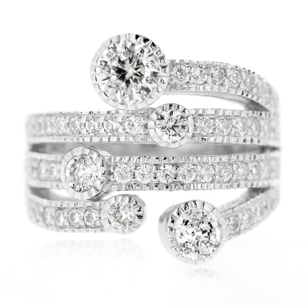 LENYA แหวน CZ จาก SWAROVSKI เสริมลุคเรียบหรู ขนาด 5 มิล ตัวเรือนเงินแท้925 ชุบทองคำขาว