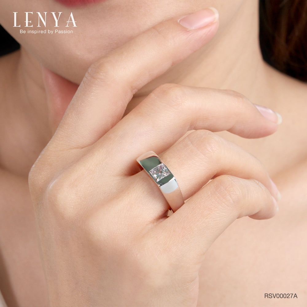 LENYA แหวน CZ DiamondLike เสริมลุคใส่สบายทุกวัน ขนาด 5.5 มิล ตัวเรือนเงินแท้925 ชุบทองคำขาว