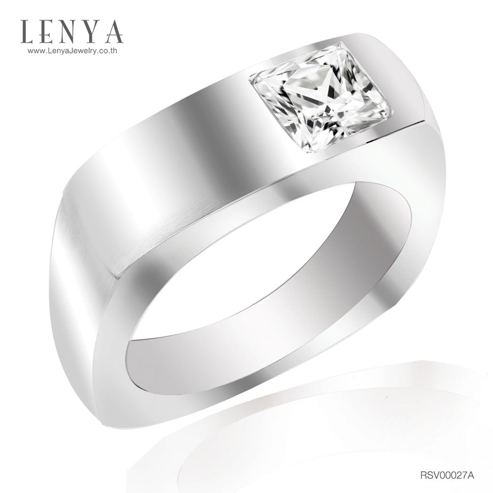 LENYA แหวน CZ DiamondLike เสริมลุคใส่สบายทุกวัน ขนาด 5.5 มิล ตัวเรือนเงินแท้925 ชุบทองคำขาว