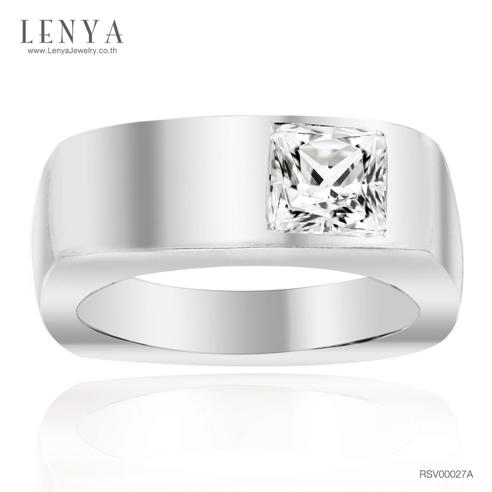 LENYA แหวน CZ DiamondLike เสริมลุคใส่สบายทุกวัน ขนาด 5.5 มิล ตัวเรือนเงินแท้925 ชุบทองคำขาว
