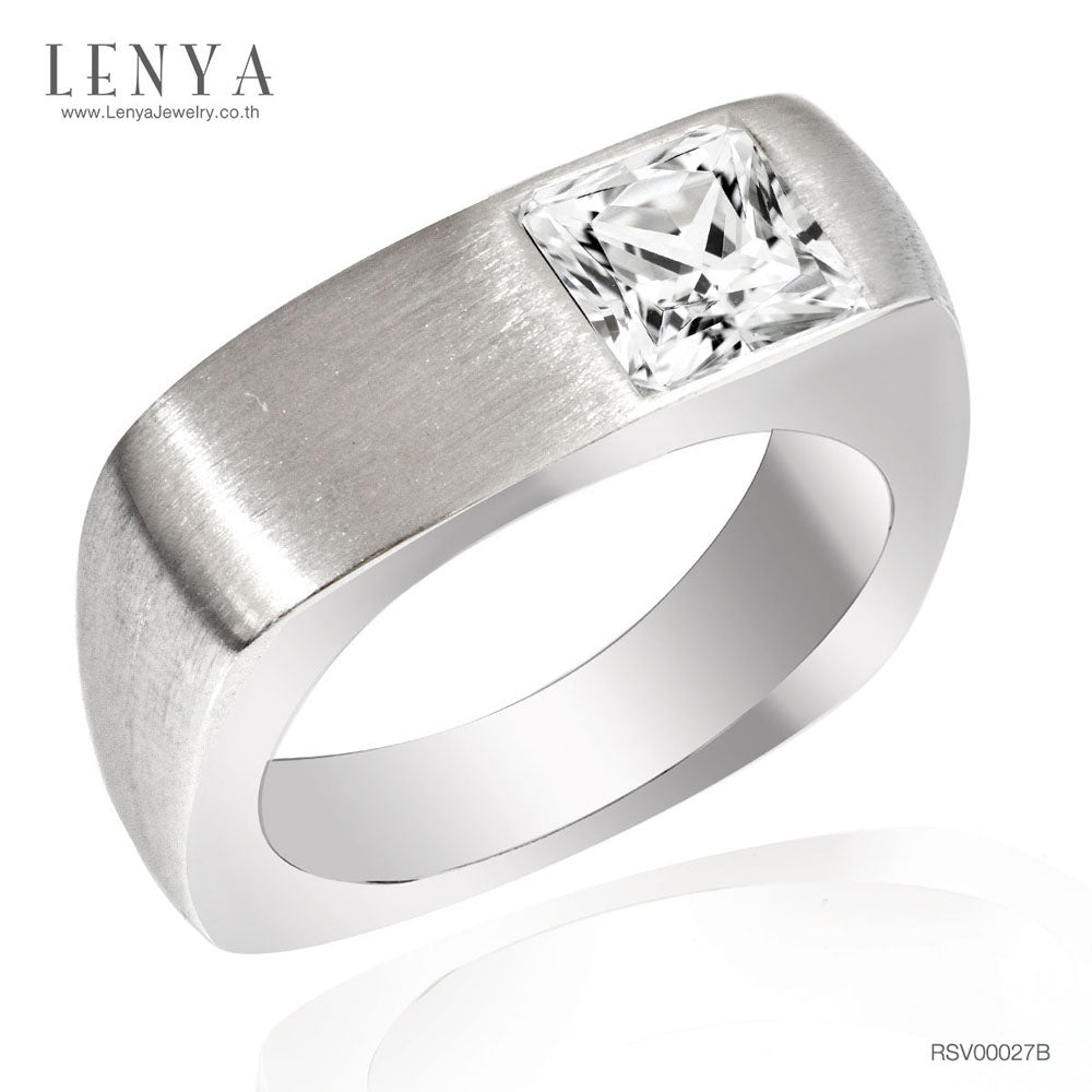 LENYA แหวน CZ DiamondLike เสริมลุคใส่สบายทุกวัน ขนาด 5.5 มิล ตัวเรือนเงินแท้925 ชุบทองคำขาว