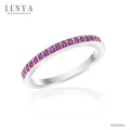 LENYA แหวน CZ สีชมพูจาก SWAROVSKI สะกดทุกสายตา ขนาด 1.25 มิล ตัวเรือนเงินแท้925 ชุบทองคำขาว