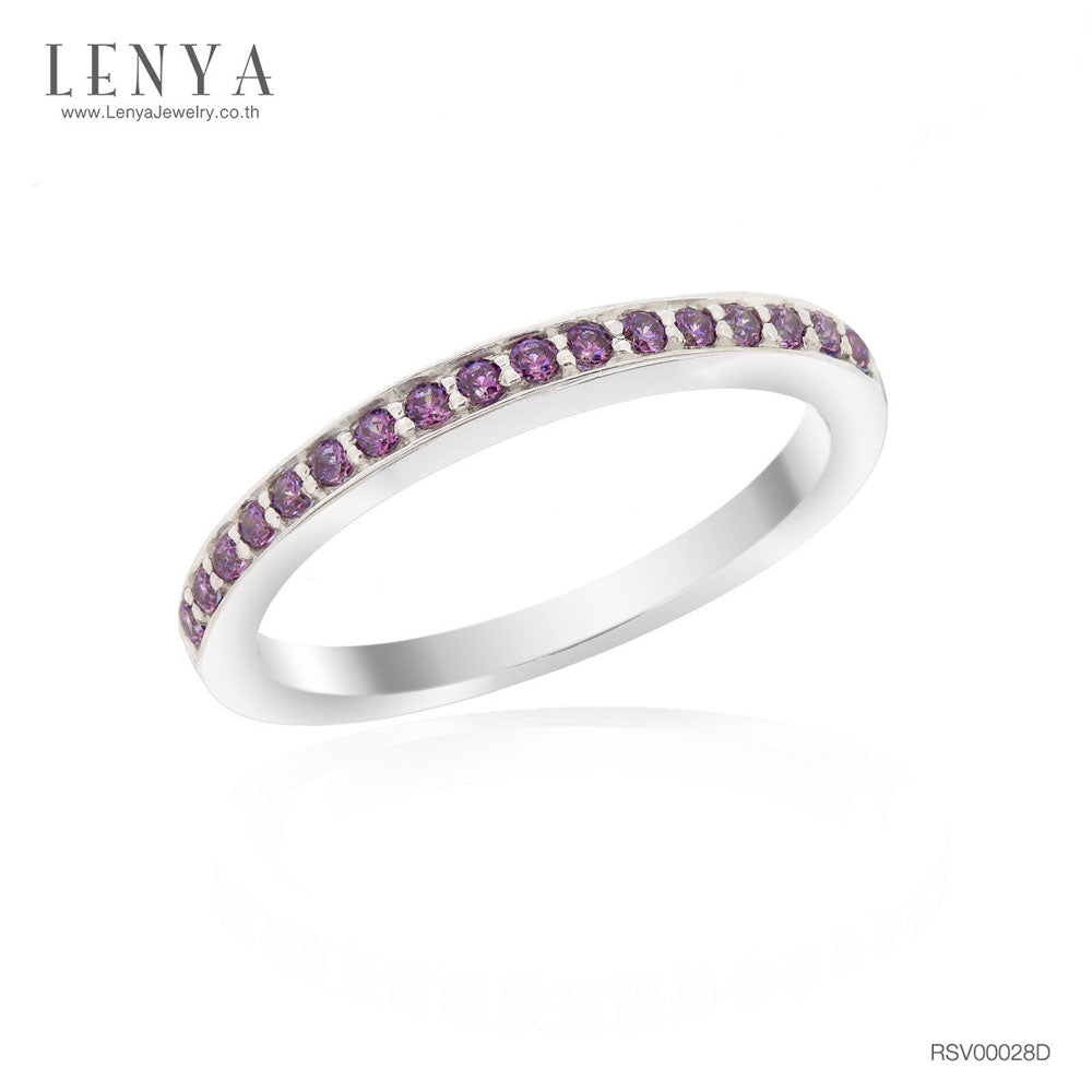LENYA แหวน  ETERNAL ประดับด้วย SWAROVSKI ZIRCONIA สีม่วงแฟนซี บนตัวเรือนเงินแท้ชุบทองคำขาวแท้ สวยคลาสสิค