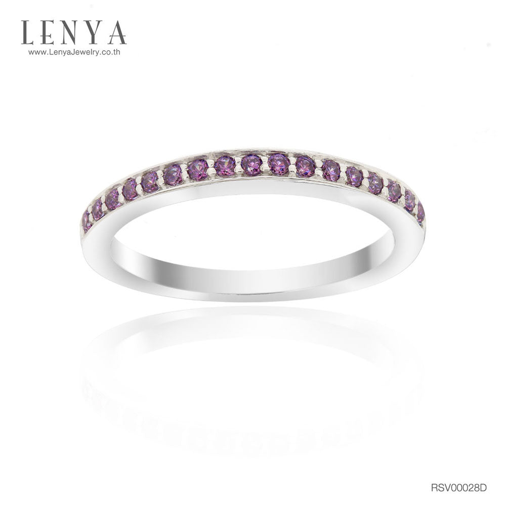 LENYA แหวน  ETERNAL ประดับด้วย SWAROVSKI ZIRCONIA สีม่วงแฟนซี บนตัวเรือนเงินแท้ชุบทองคำขาวแท้ สวยคลาสสิค