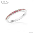 LENYA แหวน ETERNAL ประดับด้วย SWAROVSKI ZIRCONIA สีชมพูแฟนซี บนตัวเรือนเงินแท้ชุบทองคำขาวแท้ สวยคลาสสิค