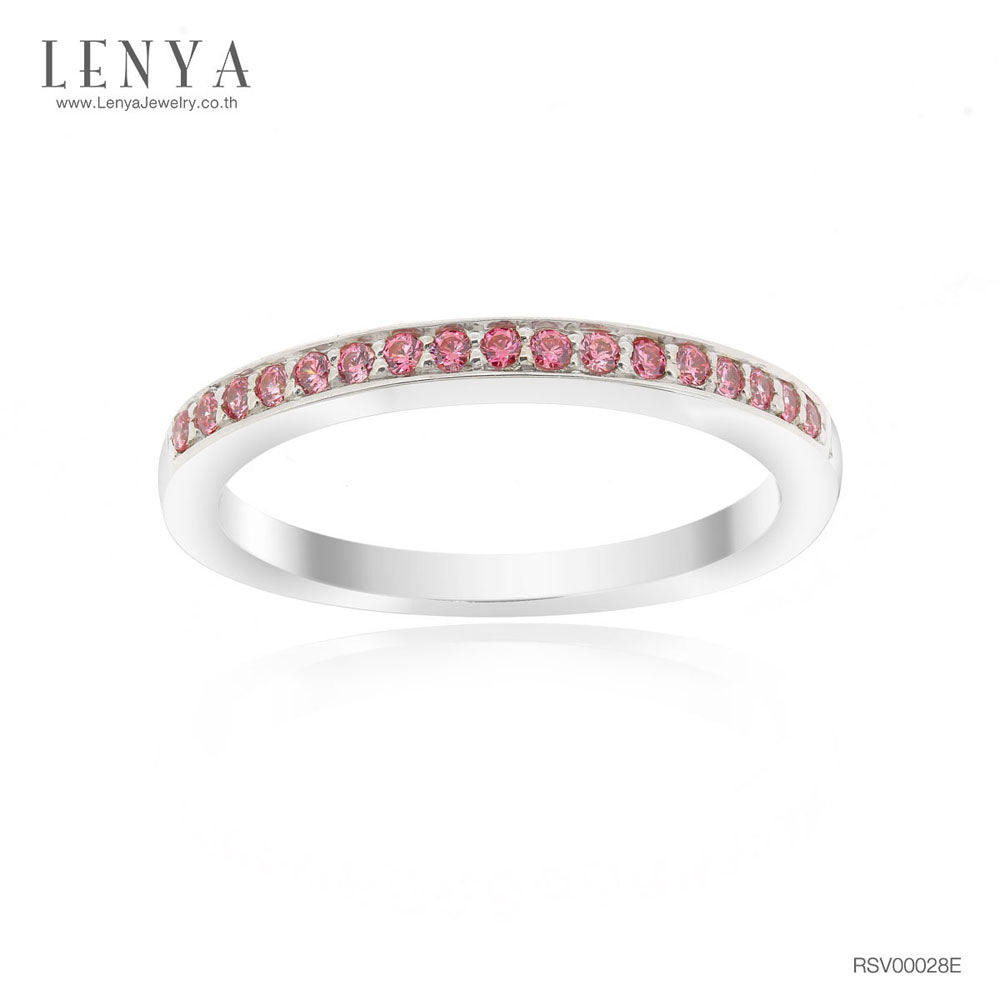 LENYA แหวน ETERNAL ประดับด้วย SWAROVSKI ZIRCONIA สีชมพูแฟนซี บนตัวเรือนเงินแท้ชุบทองคำขาวแท้ สวยคลาสสิค
