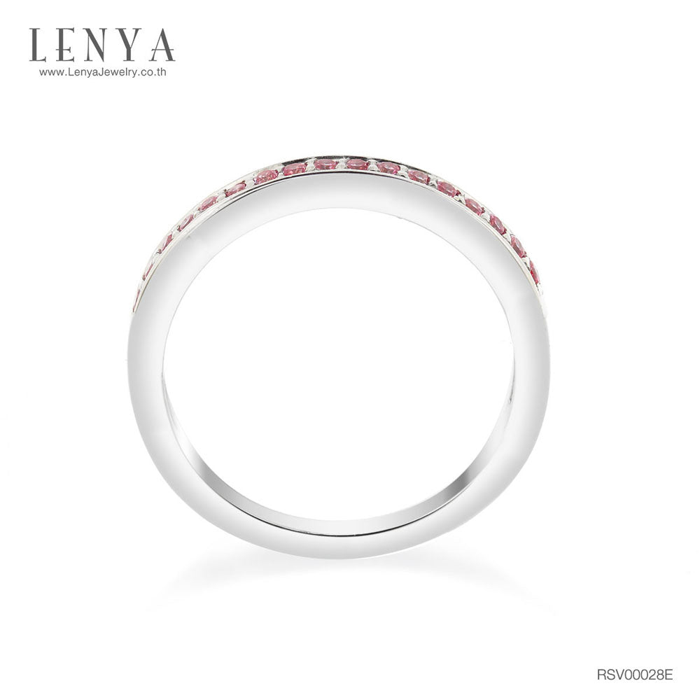 LENYA แหวน ETERNAL ประดับด้วย SWAROVSKI ZIRCONIA สีชมพูแฟนซี บนตัวเรือนเงินแท้ชุบทองคำขาวแท้ สวยคลาสสิค