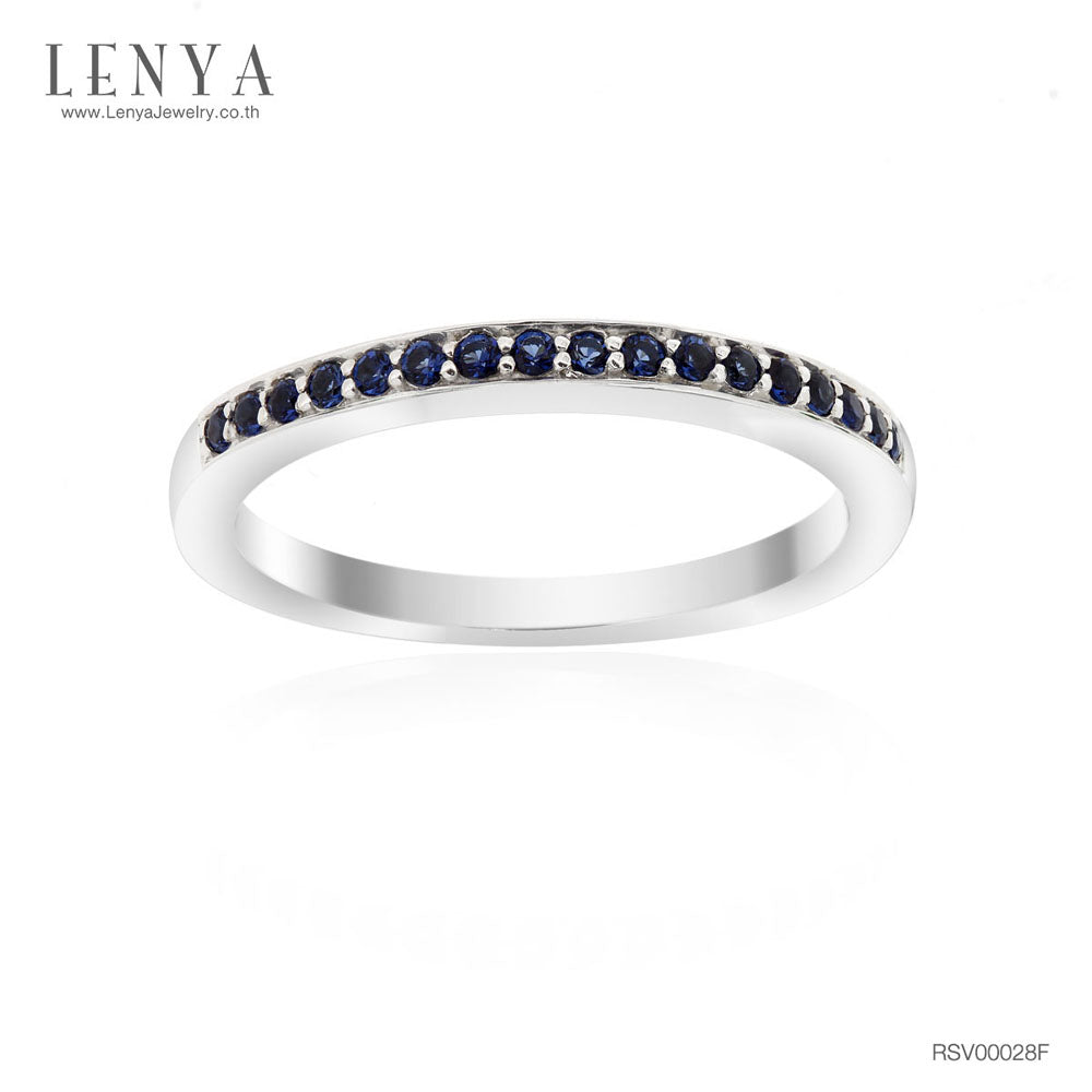 LENYA แหวน ETERNAL ประดับด้วย SWAROVSKI ZIRCONIA สีน้ำเงิน บนตัวเรือนเงินแท้ชุบทองคำขาวแท้ สวยคลาสสิค