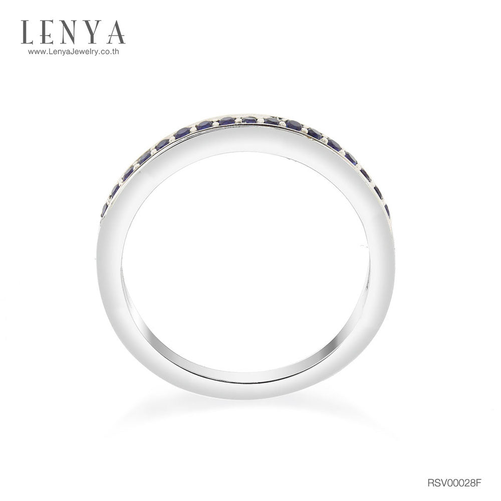 LENYA แหวน ETERNAL ประดับด้วย SWAROVSKI ZIRCONIA สีน้ำเงิน บนตัวเรือนเงินแท้ชุบทองคำขาวแท้ สวยคลาสสิค