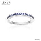 LENYA แหวน CZ สีฟ้าจาก SWAROVSKI หรูหราสวยคลาสสิค ขนาด 1.25 มิล ตัวเรือนเงินแท้925 ชุบทองคำขาว