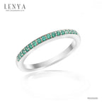 LENYA แหวน CZ สีเขียวจาก SWAROVSKI เพิ่มความงามขนาด 1.25 มิล ตัวเรือนเงินแท้925 ชุบทองคำขาว