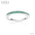 LENYA แหวน CZ สีเขียวจาก SWAROVSKI เพิ่มความงามขนาด 1.25 มิล ตัวเรือนเงินแท้925 ชุบทองคำขาว
