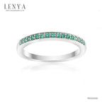 LENYA แหวน CZ สีเขียวจาก SWAROVSKI เพิ่มความงามขนาด 1.25 มิล ตัวเรือนเงินแท้925 ชุบทองคำขาว