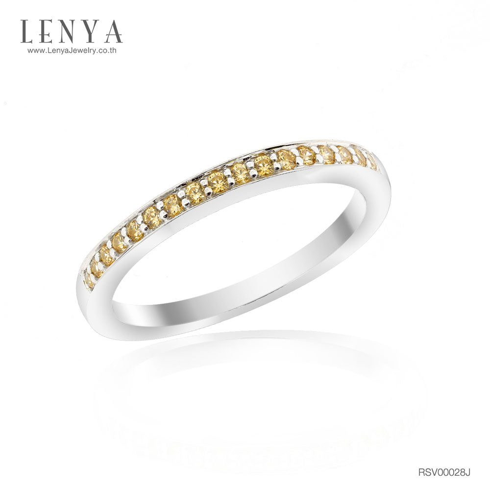 LENYA แหวน  ETERNAL ประดับด้วย SWAROVSKI ZIRCONIA สีเหลืองแฟนซี บนตัวเรือนเงินแท้ชุบทองคำขาวแท้ สวยคลาสสิค