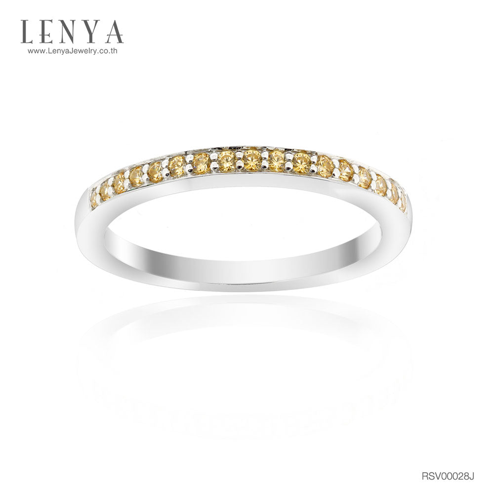 LENYA แหวน  ETERNAL ประดับด้วย SWAROVSKI ZIRCONIA สีเหลืองแฟนซี บนตัวเรือนเงินแท้ชุบทองคำขาวแท้ สวยคลาสสิค