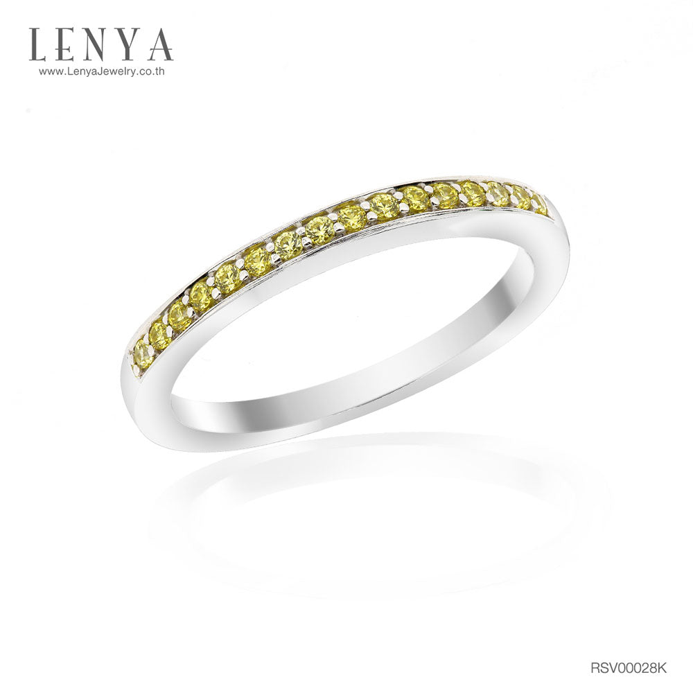 LENYA แหวน ETERNAL ประดับด้วย SWAROVSKI ZIRCONIA สีเหลืองทอง บนตัวเรือนเงินแท้ชุบทองคำขาวแท้ สวยคลาสสิค