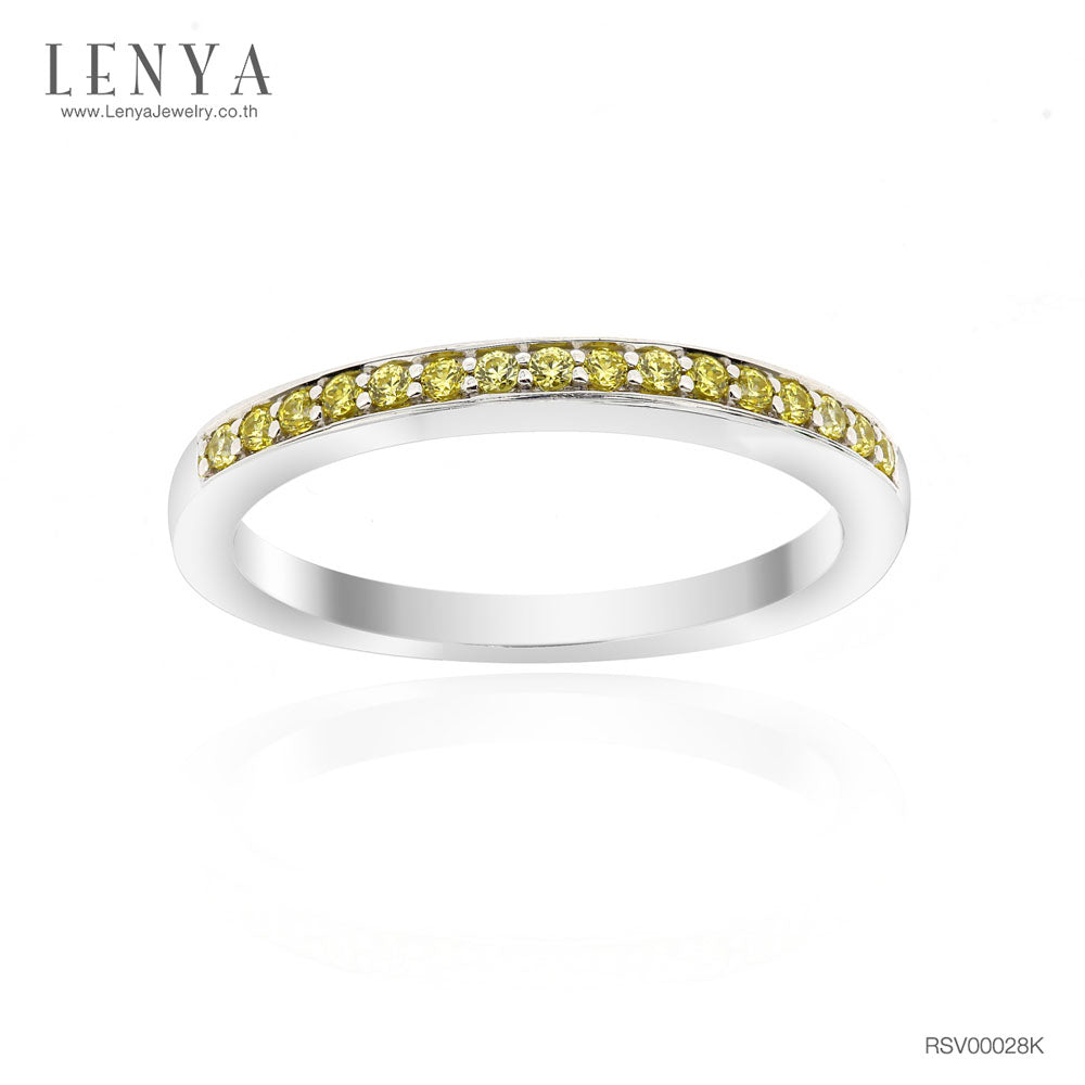 LENYA แหวน ETERNAL ประดับด้วย SWAROVSKI ZIRCONIA สีเหลืองทอง บนตัวเรือนเงินแท้ชุบทองคำขาวแท้ สวยคลาสสิค
