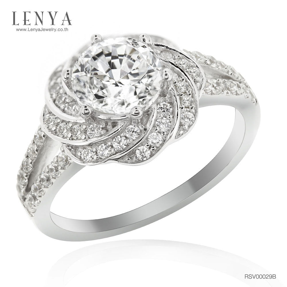 LENYA แหวนเงินแท้ 925 LENYA ETERNAL ชุบทองคำขาว ประดับด้วย SWAROVSKI ZIRCONIA สีขาว สวยคลาสสิค  เสริมบุคลิกเพิ่มความมั่นใจ