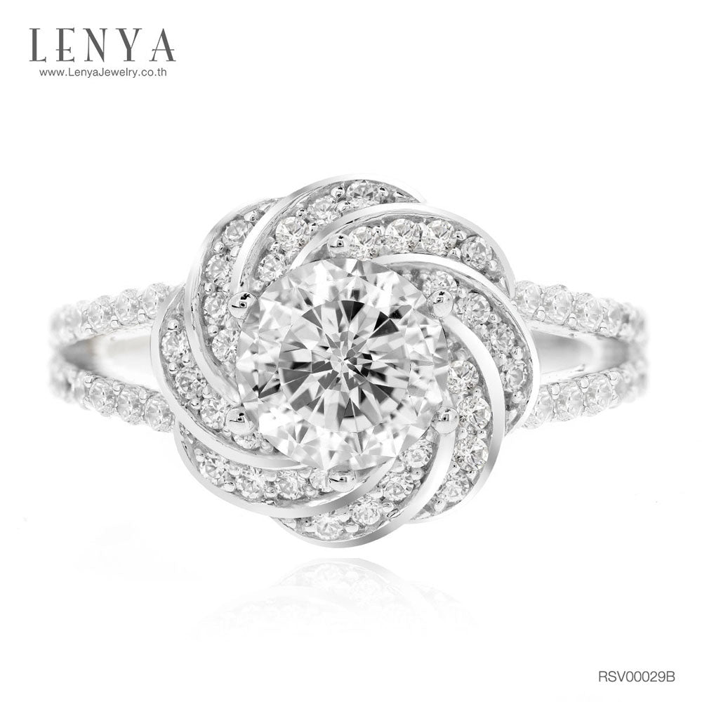 LENYA แหวนเงินแท้ 925 LENYA ETERNAL ชุบทองคำขาว ประดับด้วย SWAROVSKI ZIRCONIA สีขาว สวยคลาสสิค  เสริมบุคลิกเพิ่มความมั่นใจ