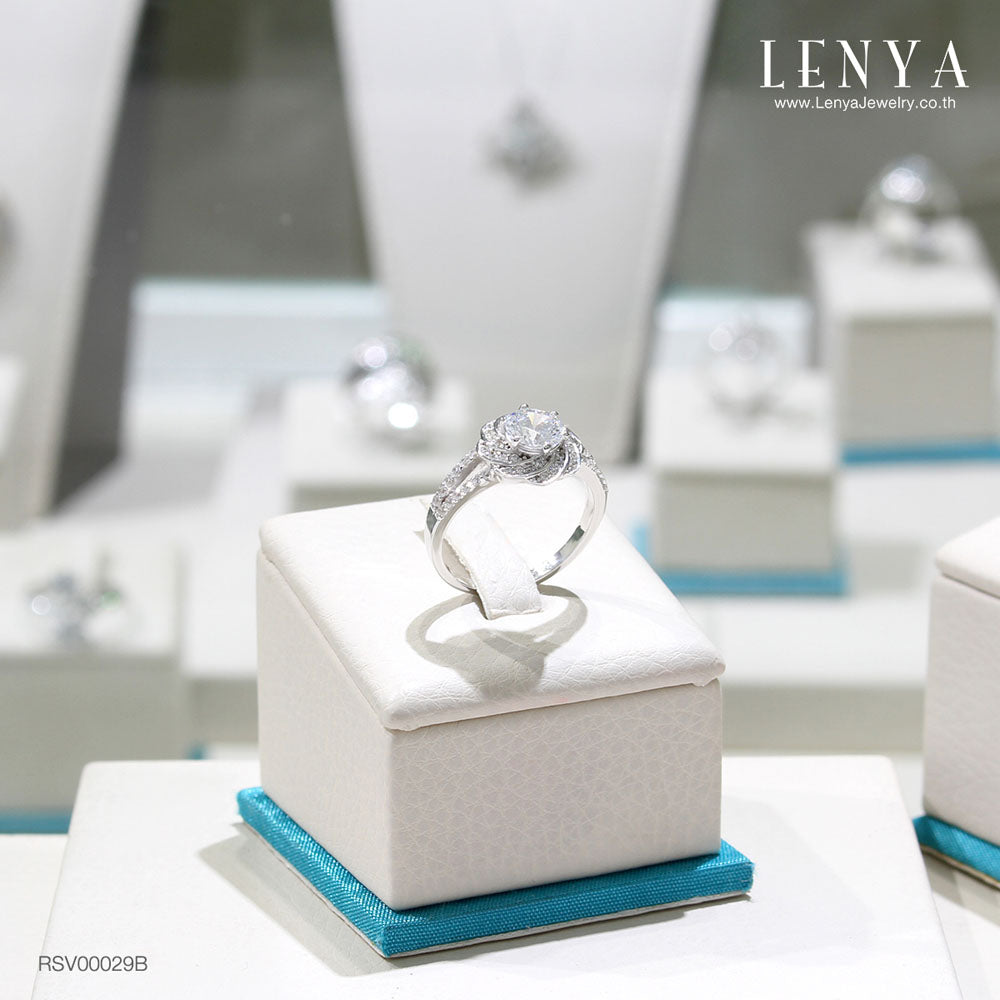 LENYA แหวนเงินแท้ 925 LENYA ETERNAL ชุบทองคำขาว ประดับด้วย SWAROVSKI ZIRCONIA สีขาว สวยคลาสสิค  เสริมบุคลิกเพิ่มความมั่นใจ