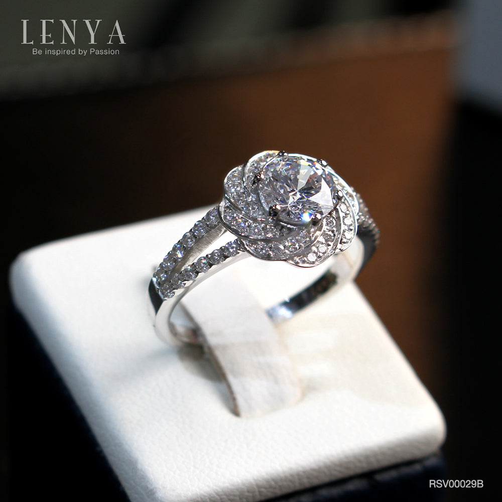 LENYA แหวนเงินแท้ 925 LENYA ETERNAL ชุบทองคำขาว ประดับด้วย SWAROVSKI ZIRCONIA สีขาว สวยคลาสสิค  เสริมบุคลิกเพิ่มความมั่นใจ