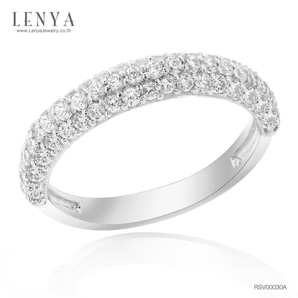 LENYA แหวนเพชร DiamondLike ระยิบระยับด้วยงานฝังที่ละเอียด ประดับไปด้วยเพชรจำนวน 67 เม็ด เต็มหน้านิ้ว ตัวเรือนเงินแท้ชุบทองคำขาว