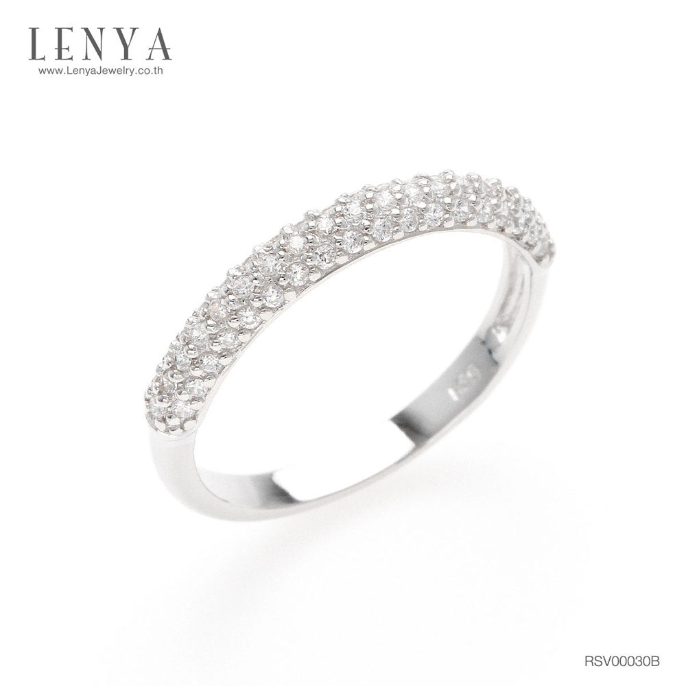 LENYA แหวนเงินแท้ 925 LENYA ETERNAL ชุบทองคำขาว ประดับด้วย SWAROVSKI ZIRCONIA สีขาว สวยคลาสสิค  เสริมบุคลิกเพิ่มความมั่นใจ