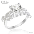LENYA แหวนเพชร DiamondLike รูปทรงชูเพชรสี่เหลี่ยมดูเก๋ไก๋ ไม่เหมือนใคร บนตัวเรือนเงินแท้ชุบทองคำขาว