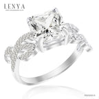 LENYA แหวนเพชร DiamondLike รูปทรงชูเพชรสี่เหลี่ยมดูเก๋ไก๋ ไม่เหมือนใคร บนตัวเรือนเงินแท้ชุบทองคำขาว