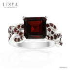 LENYA แหวนเงินแท้ ประดับพลอยโกเมน (Garnet) เสริมบุคลิกความมั่นใจ เสริมให้ร่ำรวย อัญมณีประจำเดือนมกราคม