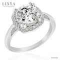 LENYA แหวนเพชร DiamondLike ขนาด 2 กะรัต หัวแหวนล้อมด้วยเพชรอีกชั้น เพิ่มขนาดให้กับเพชรหัวแหวน ตัวเรือนเงินแท้ชุบทองคำขาว
