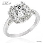 LENYA แหวนเพชร DiamondLike ขนาด 2 กะรัต หัวแหวนล้อมด้วยเพชรอีกชั้น เพิ่มขนาดให้กับเพชรหัวแหวน ตัวเรือนเงินแท้ชุบทองคำขาว