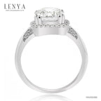 LENYA แหวนเพชร DiamondLike ขนาด 2 กะรัต หัวแหวนล้อมด้วยเพชรอีกชั้น เพิ่มขนาดให้กับเพชรหัวแหวน ตัวเรือนเงินแท้ชุบทองคำขาว