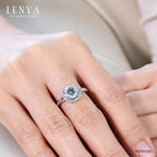 LENYA แหวนเงินแท้ 925 ชุบทองคำขาว ประดับด้วย SWAROVSKI ZIRCONIA สีขาว สวยคลาสสิค  เสริมบุคลิกเพิ่มความมั่นใจ