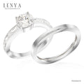 LENYA แหวนเงินแท้ 925 ชุบทองคำขาว ประดับด้วย SWAROVSKI ZIRCONIA สีขาว สวยคลาสสิค  เสริมบุคลิกเพิ่มความมั่นใจ
