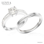 LENYA แหวนเงินแท้ 925 ชุบทองคำขาว ประดับด้วย SWAROVSKI ZIRCONIA สีขาว สวยคลาสสิค  เสริมบุคลิกเพิ่มความมั่นใจ