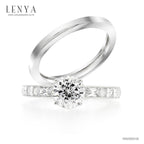 LENYA แหวนเงินแท้ 925 ชุบทองคำขาว ประดับด้วย SWAROVSKI ZIRCONIA สีขาว สวยคลาสสิค  เสริมบุคลิกเพิ่มความมั่นใจ