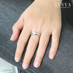 LENYA แหวนเงินแท้ 925 ชุบทองคำขาว ประดับด้วย SWAROVSKI ZIRCONIA สีขาว สวยคลาสสิค  เสริมบุคลิกเพิ่มความมั่นใจ