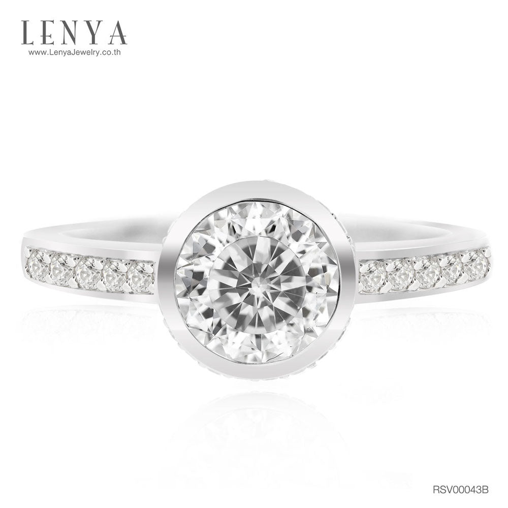 LENYA แหวน  ETERNAL ประดับด้วย SWAROVSKI ZIRCONIA รูปทรงกลม ดีไซน์เรียบหรูเป็นเอกลักษณ์ ตัวเรือนเงินแท้ชุบทองคำขาว