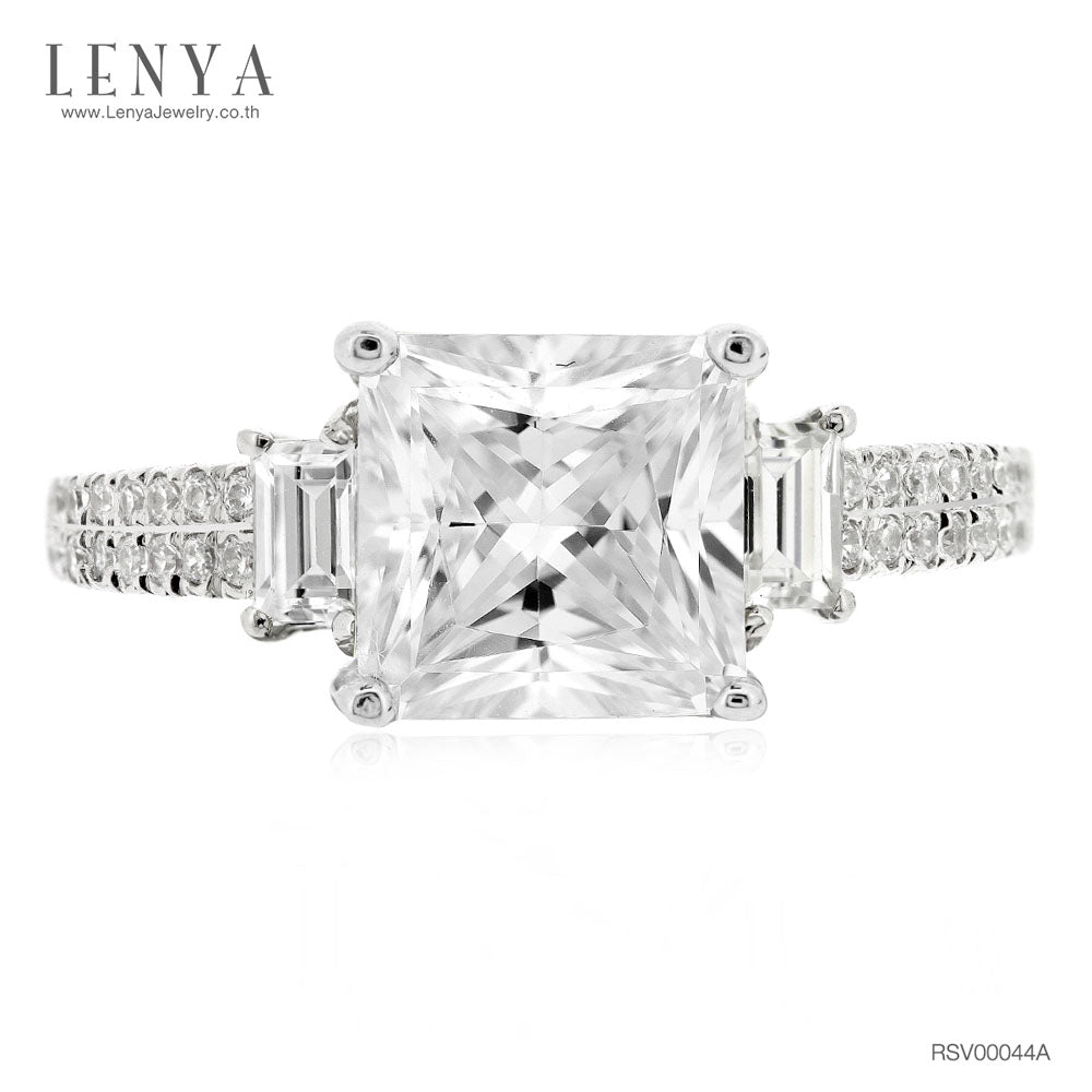 LENYA แหวน CZ Diamondlike เสริมบุคลิกและความมั่นใจ ขนาด 7 มิล ตัวเรือนเงินแท้925 ชุบทองคำขาว