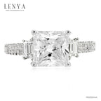LENYA แหวน CZ Diamondlike เสริมบุคลิกและความมั่นใจ ขนาด 7 มิล ตัวเรือนเงินแท้925 ชุบทองคำขาว
