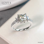 LENYA แหวนเพชร DiamondLike ทรง Princess Cut เลิศหรูสีแฟชั่น Yellow Light ประดับด้วย Cubic Zirconia มากถึง 30 เม็ด ตัวเรือนทำจากเงินแท้ 925 ชุบทองคำขาวเพิ่มมิติความสว่าง