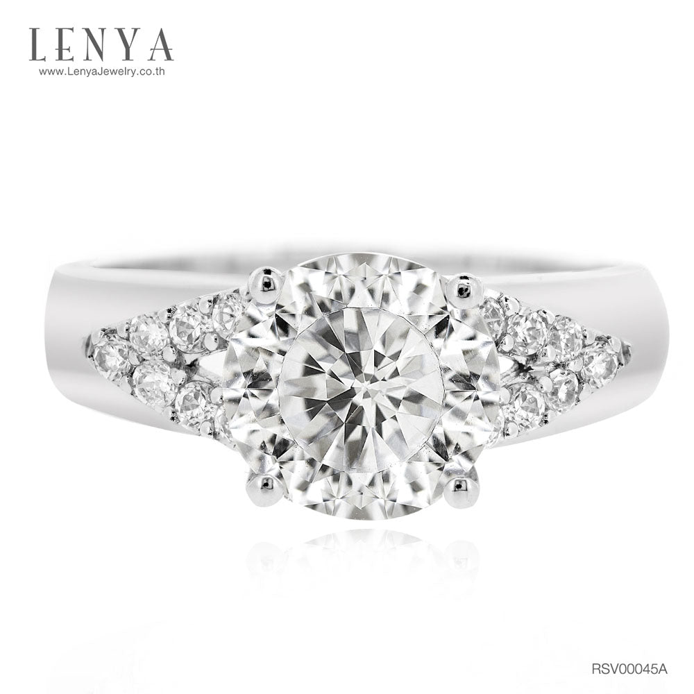 LENYA แหวน CZ Diamondlike เสริมบุคลิกและความมั่นใจ ขนาด 1.2 มิล ตัวเรือนเงินแท้925 ชุบทองคำขาว