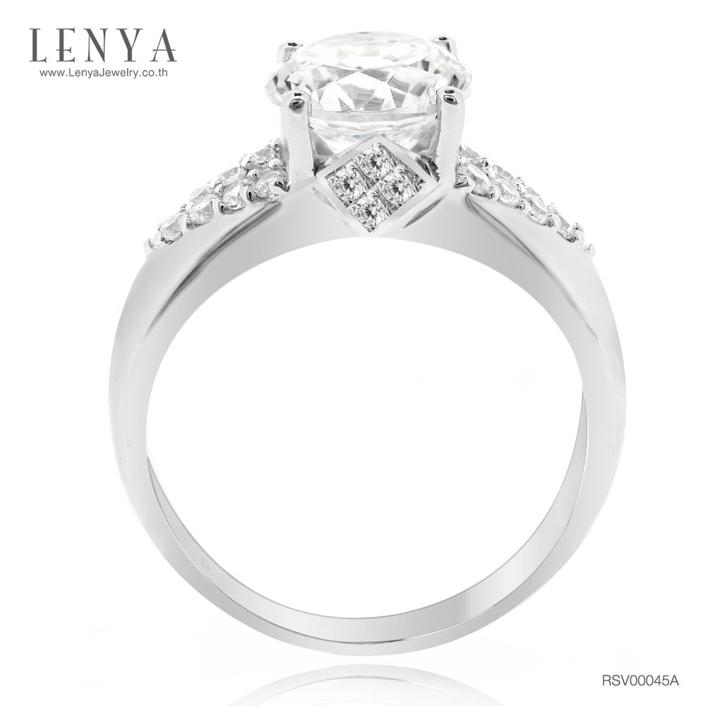LENYA แหวน CZ Diamondlike เสริมบุคลิกและความมั่นใจ ขนาด 1.2 มิล ตัวเรือนเงินแท้925 ชุบทองคำขาว